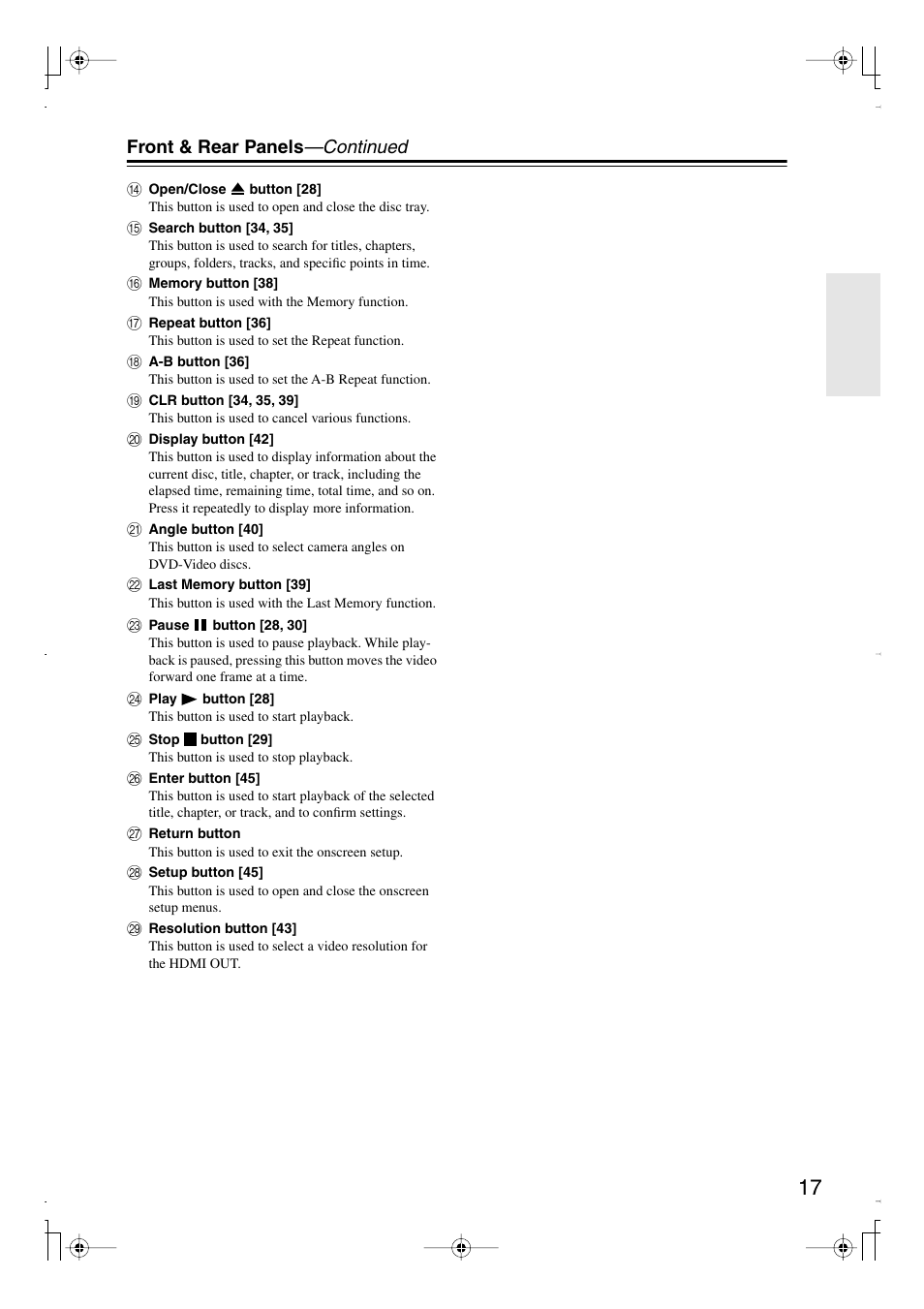 Front & rear panels —continued | Integra DPS-6.7 User Manual | Page 17 / 64