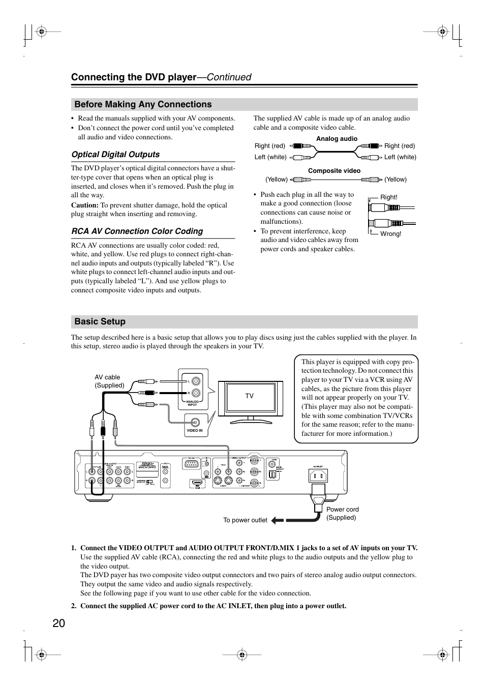 Connecting the dvd player —continued | Integra DPS-6.7 User Manual | Page 20 / 64