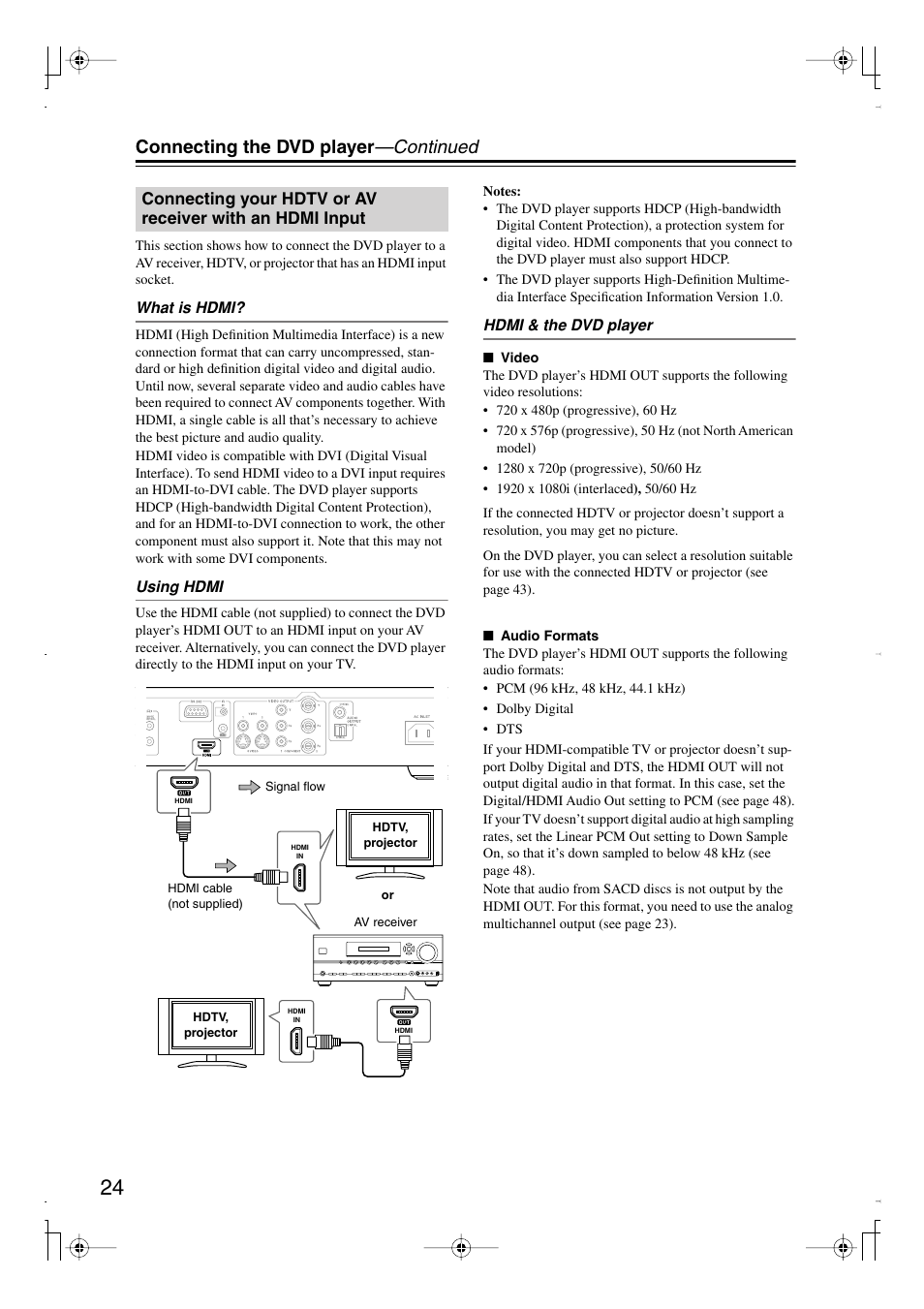 Connecting the dvd player —continued | Integra DPS-6.7 User Manual | Page 24 / 64