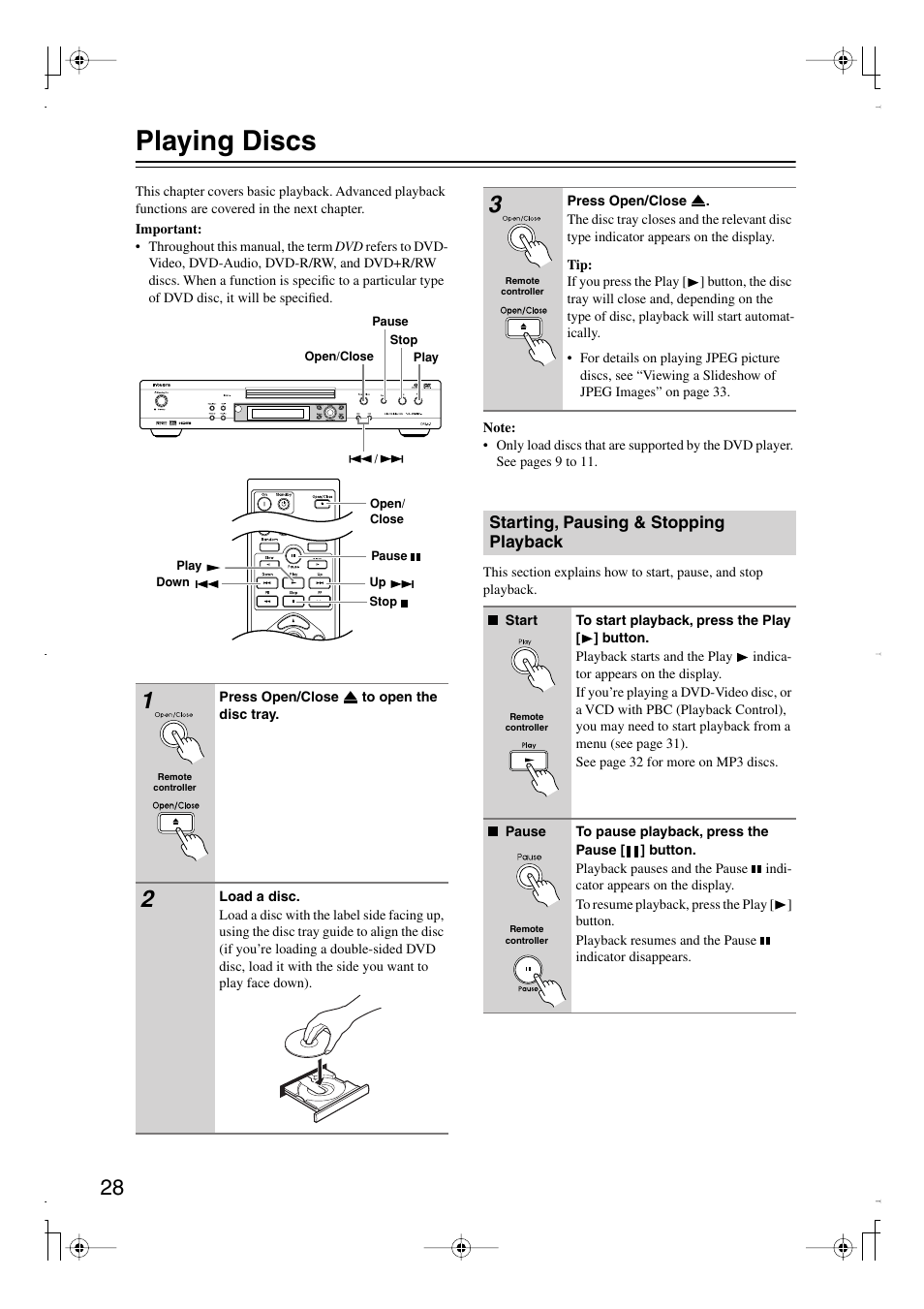 Playing discs | Integra DPS-6.7 User Manual | Page 28 / 64