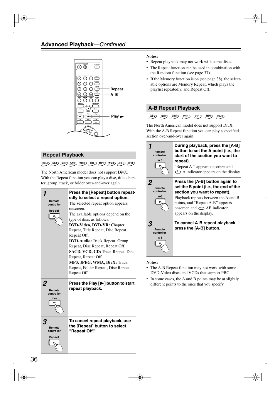 Advanced playback —continued | Integra DPS-6.7 User Manual | Page 36 / 64
