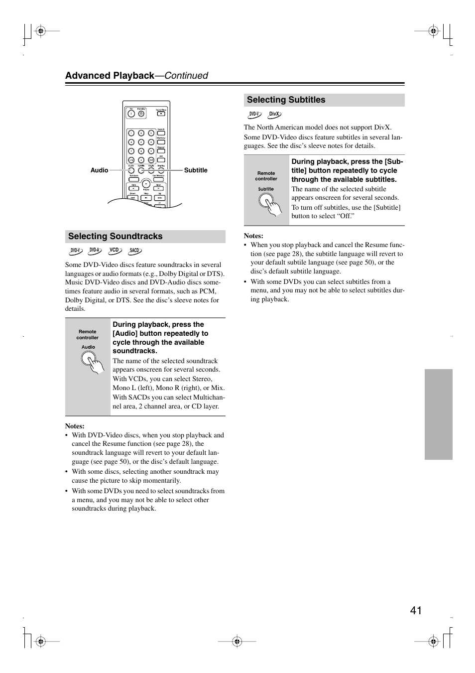 Advanced playback —continued | Integra DPS-6.7 User Manual | Page 41 / 64