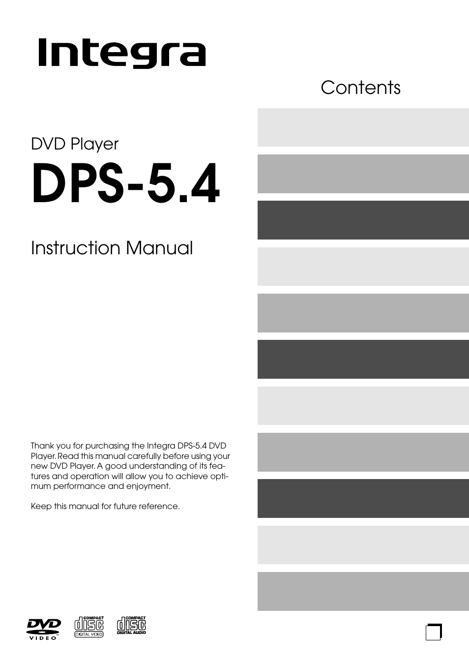 Integra DPS-5.4 User Manual | 60 pages