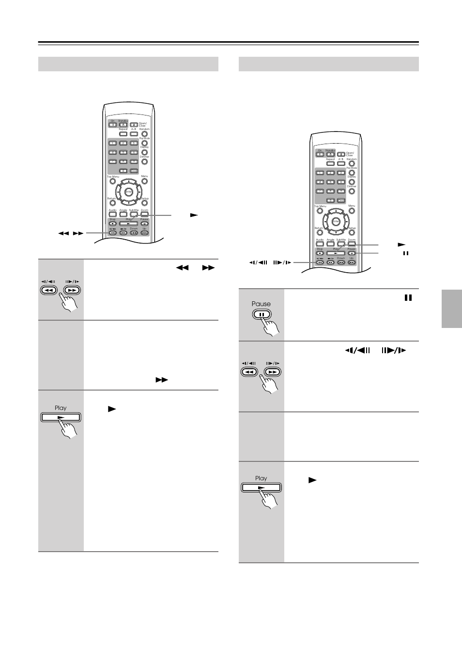Playing discs —continued, Scanning discs, Playing in slow motion | During playback, press or to start scanning, During playback, press pause ( ) | Integra DPS-5.4 User Manual | Page 29 / 60
