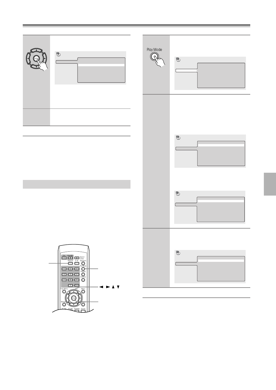Playing discs —continued, Using repeat play, Play mode repeat enter | Play mode | Integra DPS-5.4 User Manual | Page 31 / 60