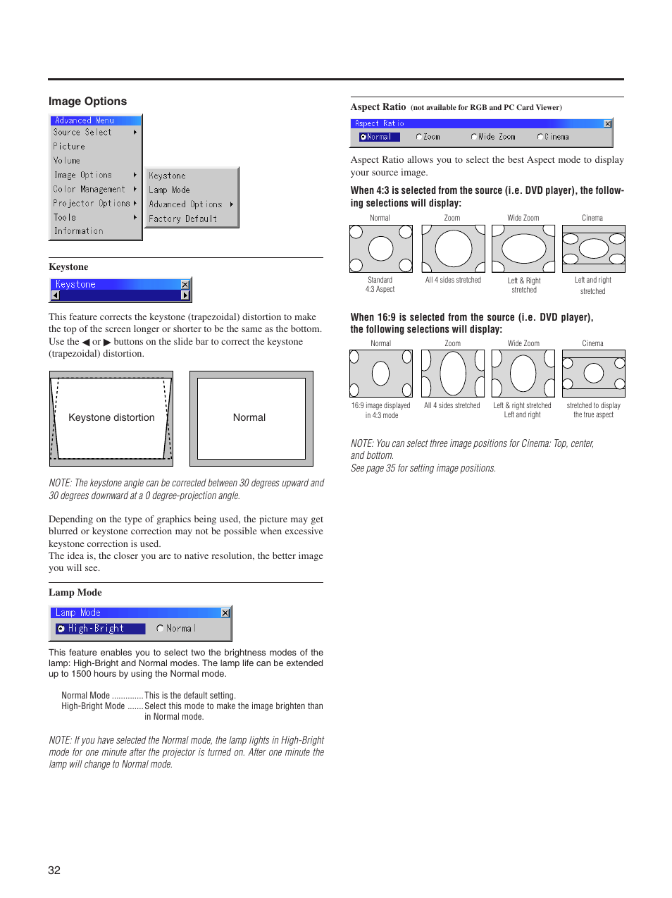 Image options | Integra DLV-100 User Manual | Page 32 / 52
