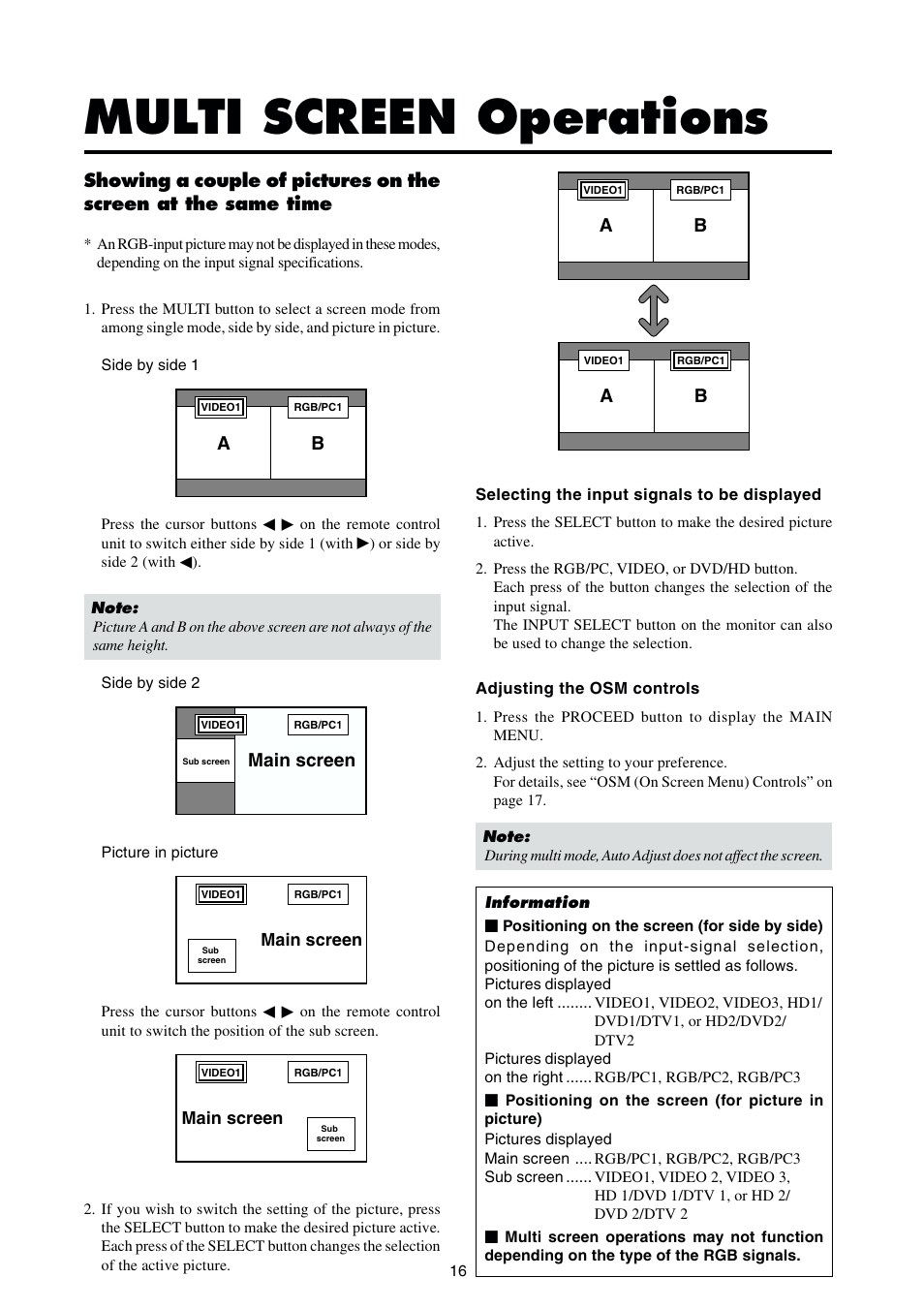 Multi screen operations, Main screen | Integra PLA-50V1 User Manual | Page 22 / 57