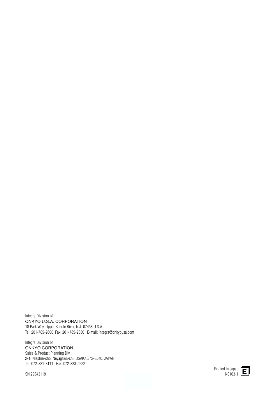 Integra PLA-50V1 User Manual | Page 57 / 57