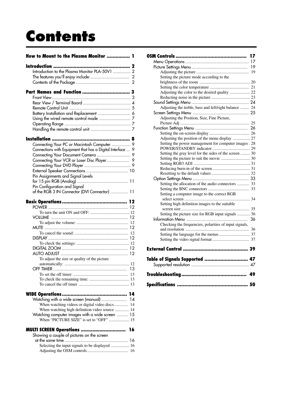 Integra PLA-50V1 User Manual | Page 6 / 57