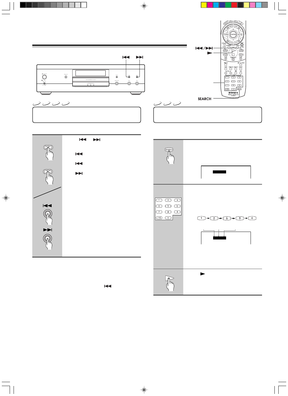 Locating a specific chapter or track consecutively, Locating a specific location by entering the time | Integra DPS-9.1 User Manual | Page 26 / 64