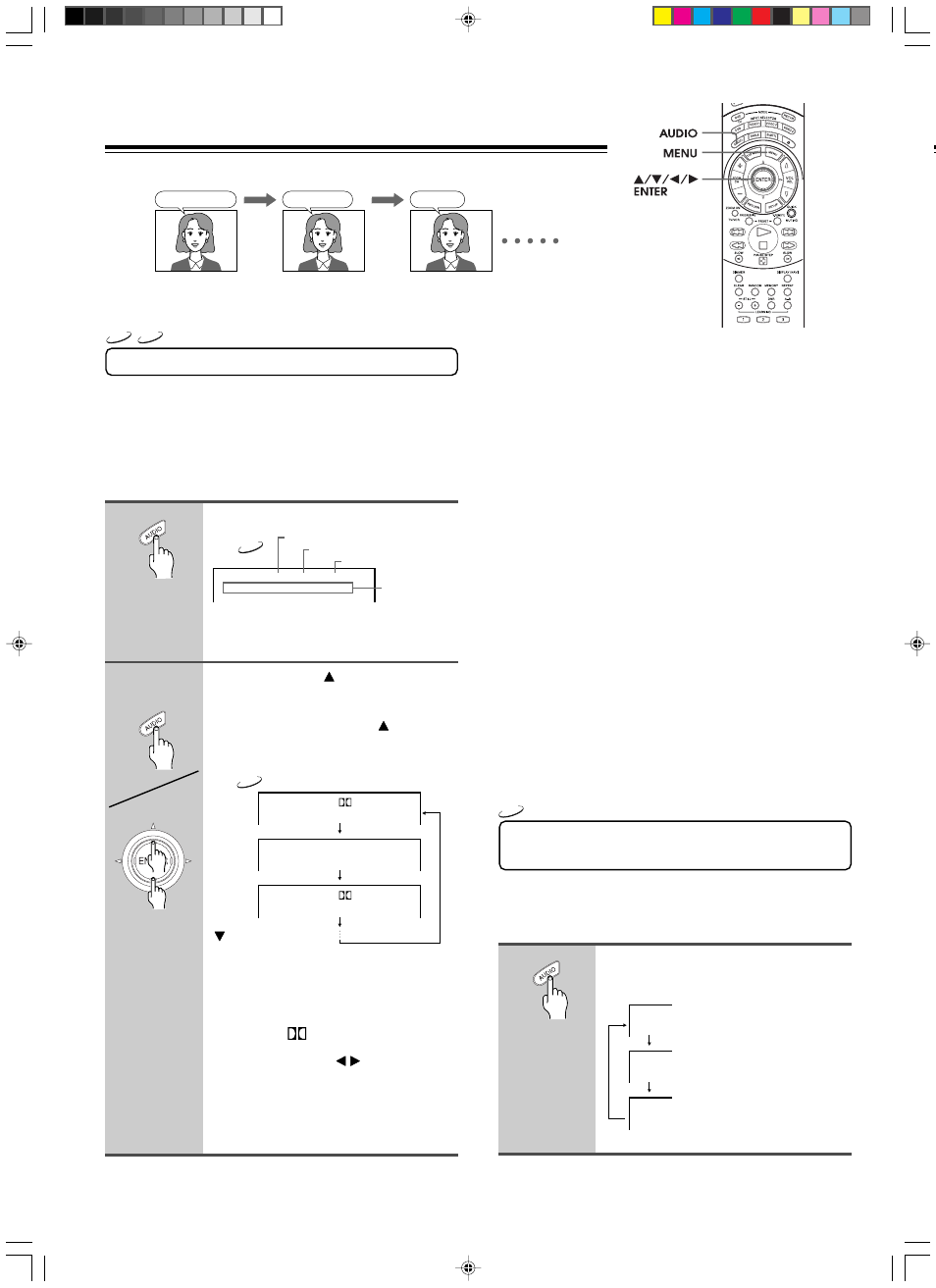 Selecting the audio language, Selecting sound channels on video cd, Selecting a playback audio setting | Integra DPS-9.1 User Manual | Page 34 / 64