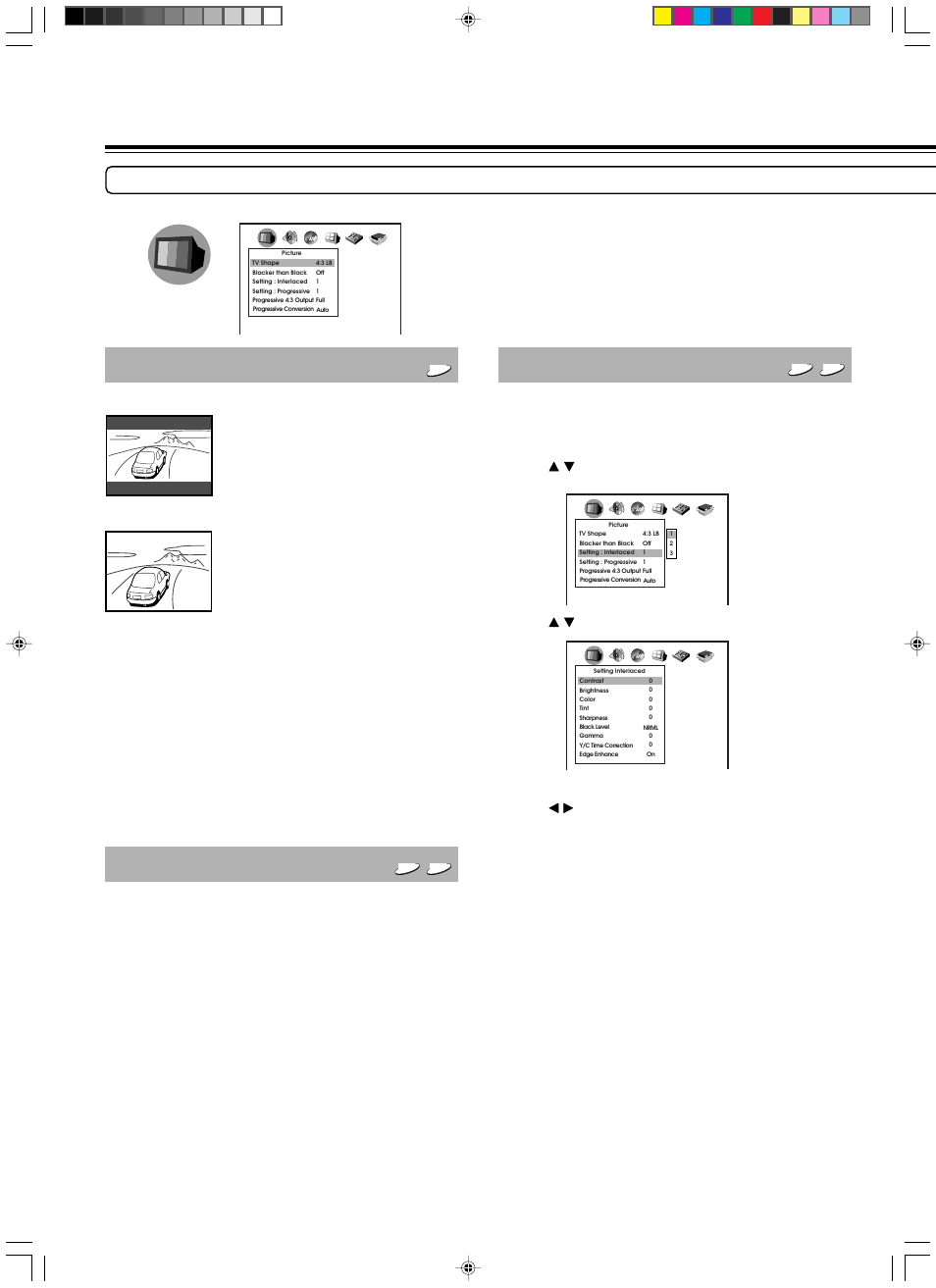 Customizing the function setting, Blacker than black, Setting: interlaced | Integra DPS-9.1 User Manual | Page 46 / 64