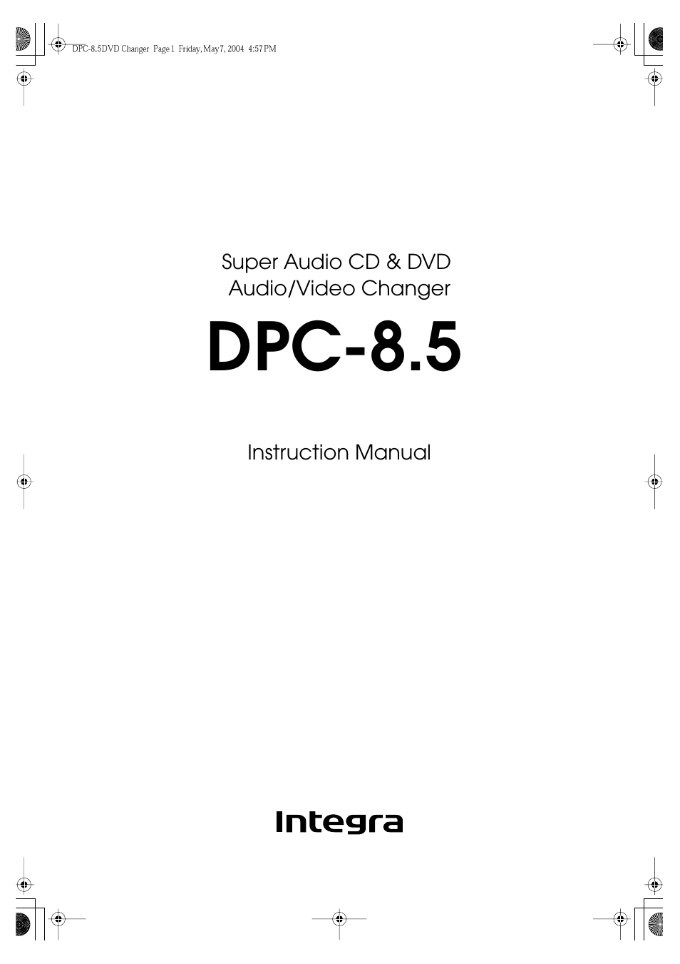 Integra DPC-8.5 User Manual | 68 pages