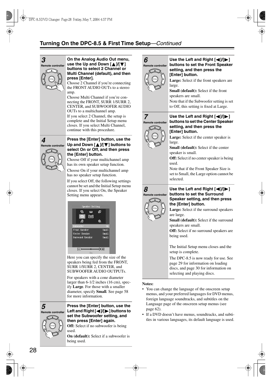 Integra DPC-8.5 User Manual | Page 28 / 68