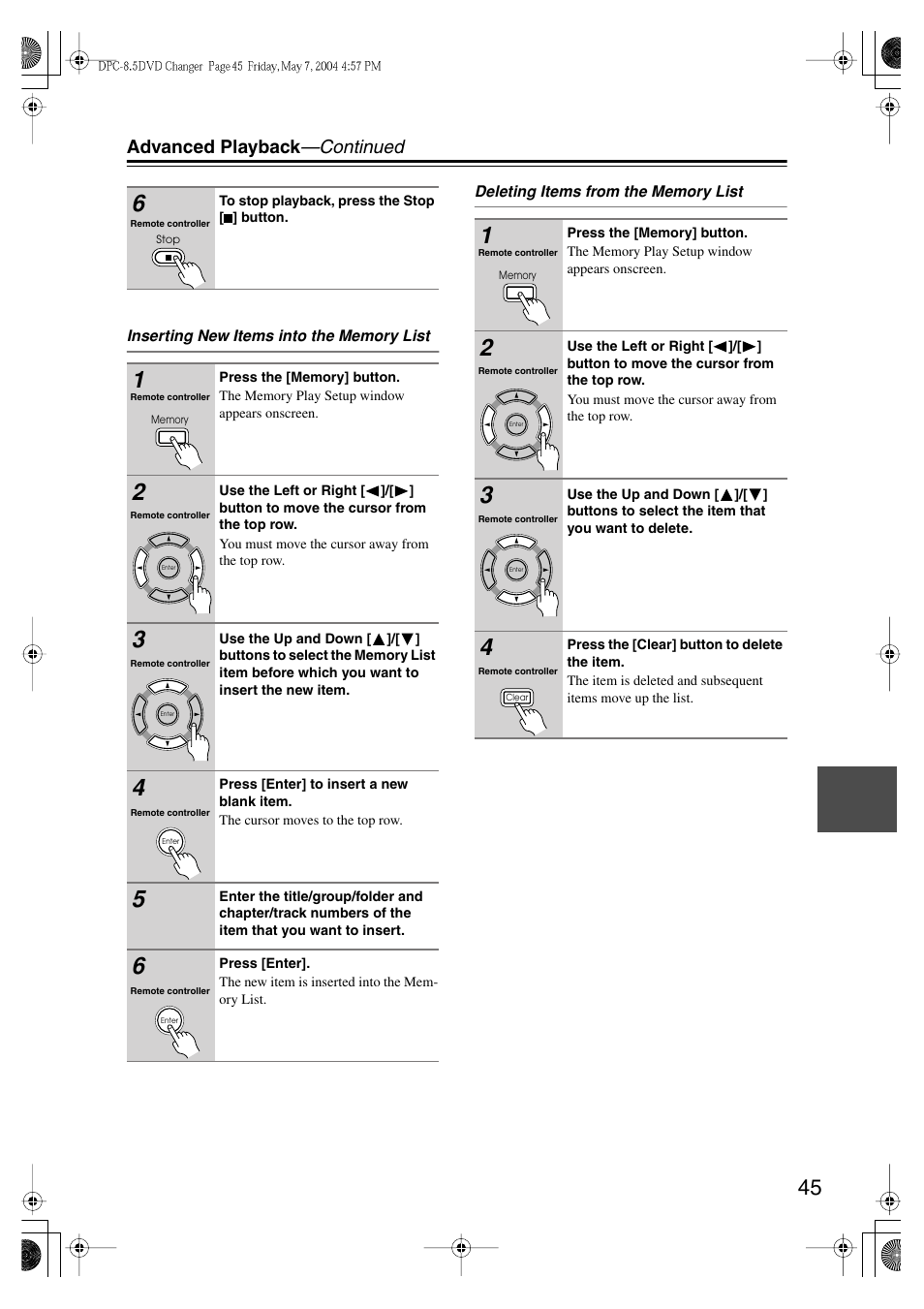Integra DPC-8.5 User Manual | Page 45 / 68