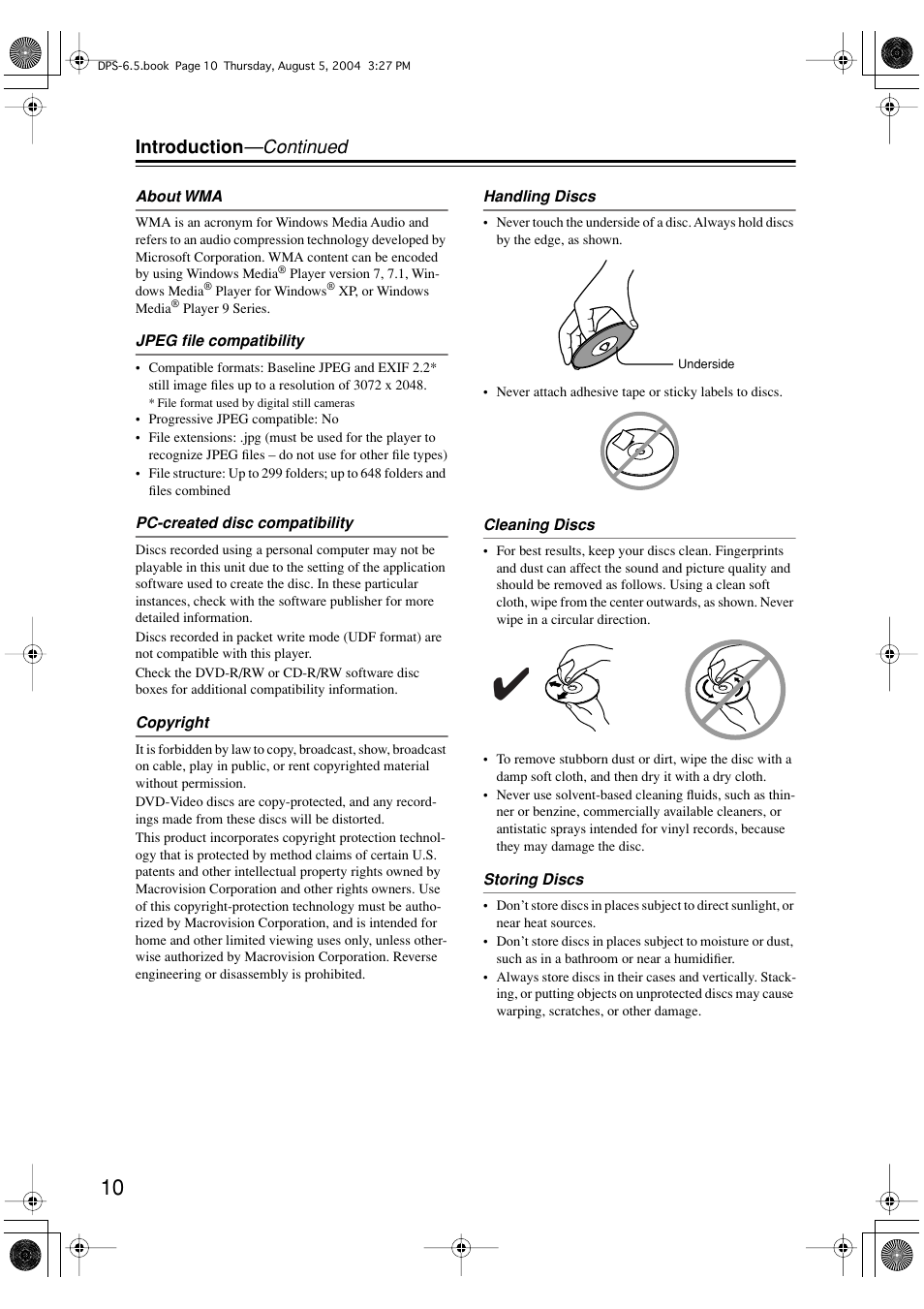 Introduction —continued | Integra DPS-6.5 User Manual | Page 10 / 64
