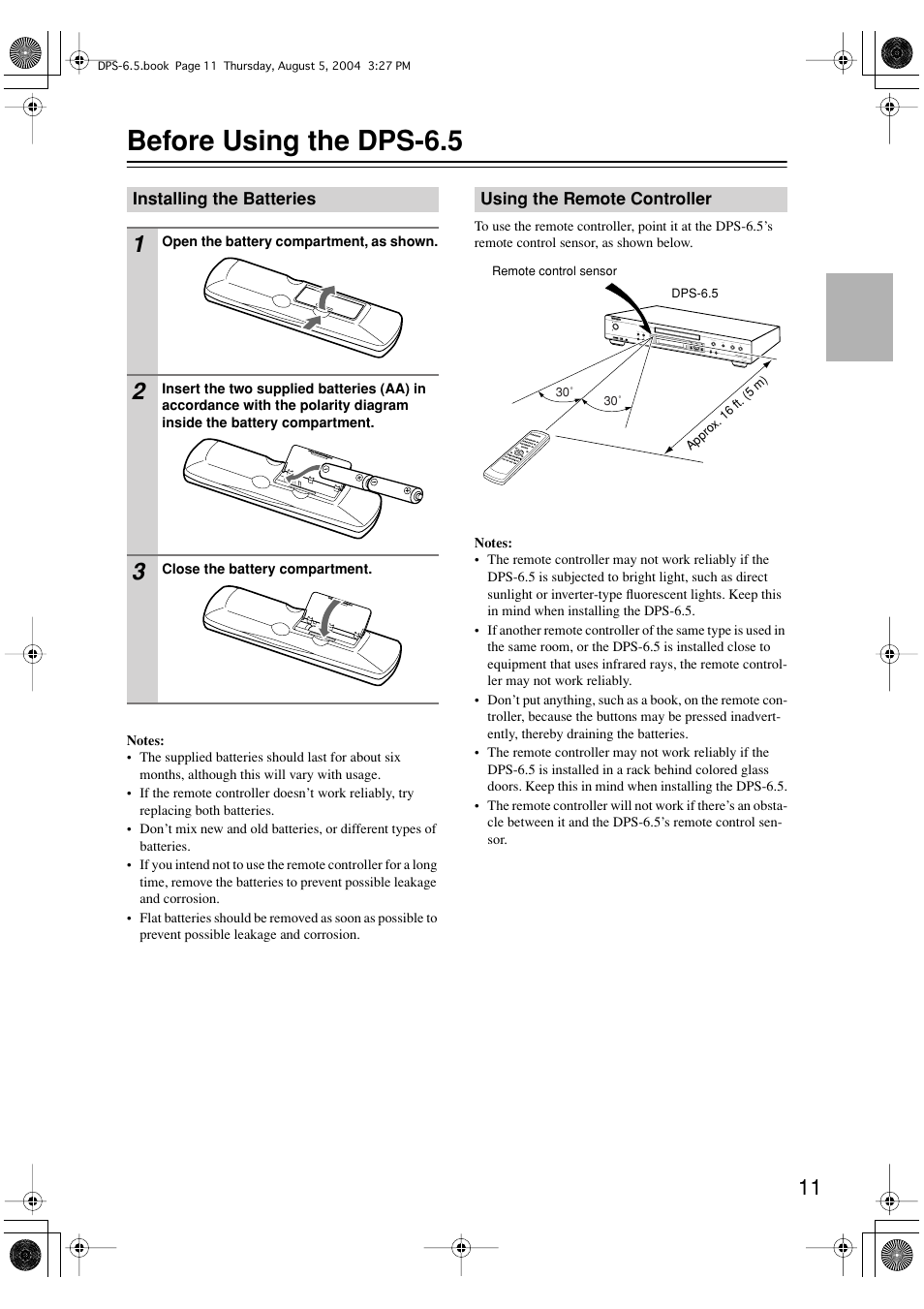 Before using the dps-6.5 | Integra DPS-6.5 User Manual | Page 11 / 64