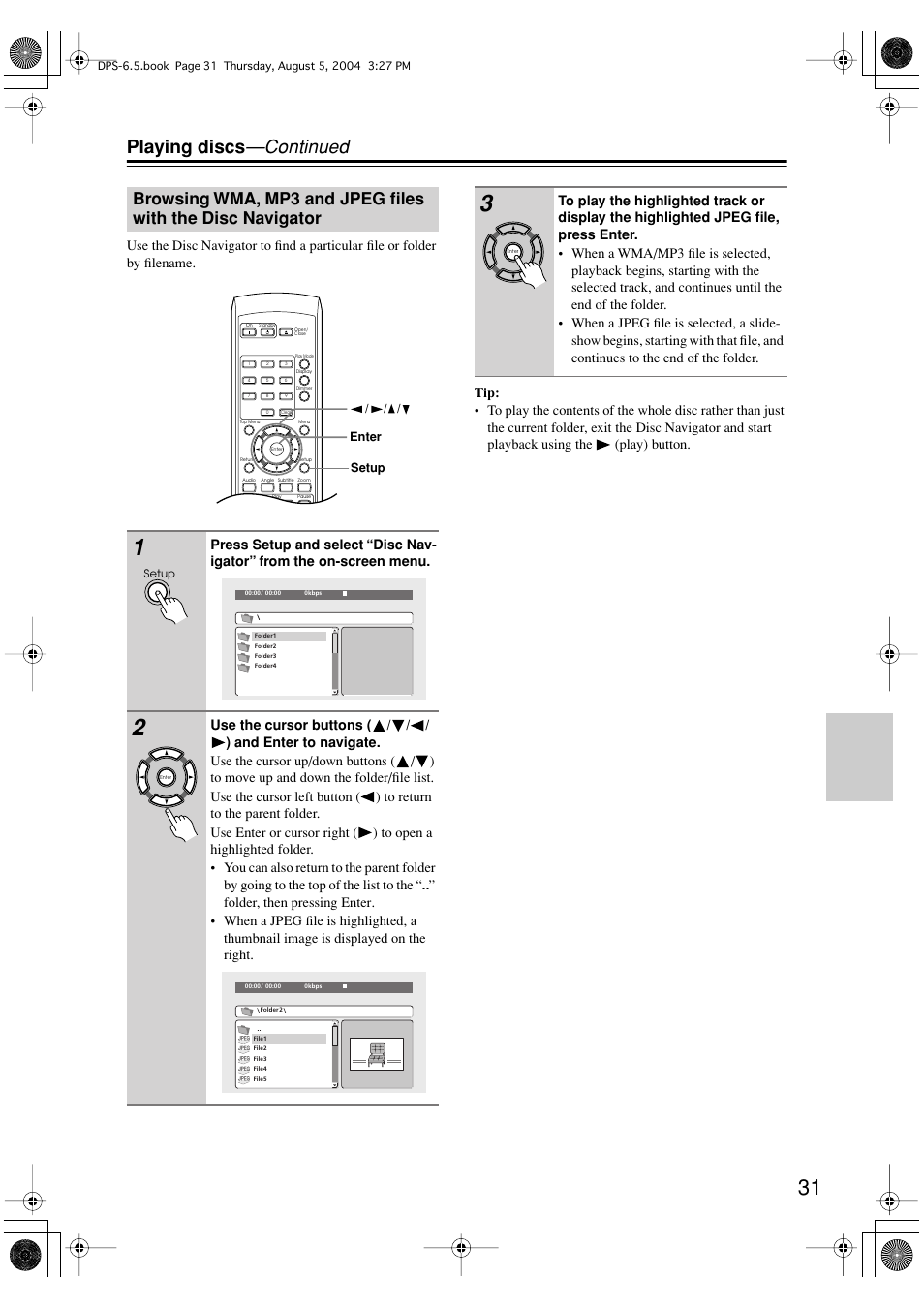 Playing discs —continued | Integra DPS-6.5 User Manual | Page 31 / 64