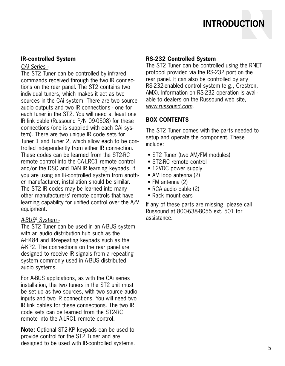 Introduction | Integra ST2 User Manual | Page 5 / 28