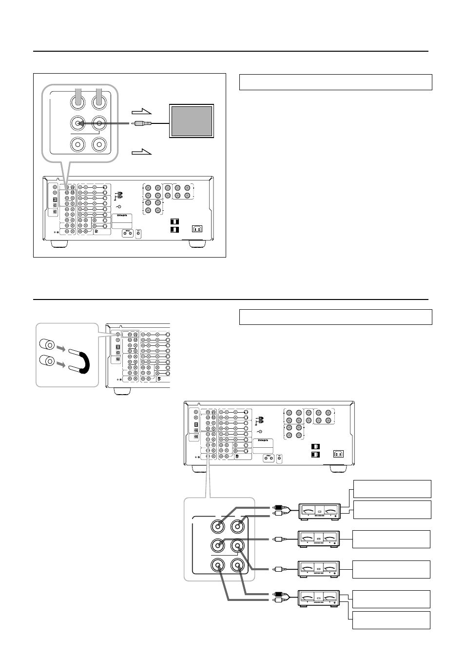 Connecting a subwoofer, Connecting power amplifiers, Connecting speakers | Multi source out, Am fm 75, Dtr-7 dtr-7 / dtr-6, Signal flow, Front center sub woofer surround pre out | Integra DTR-7 User Manual | Page 12 / 64