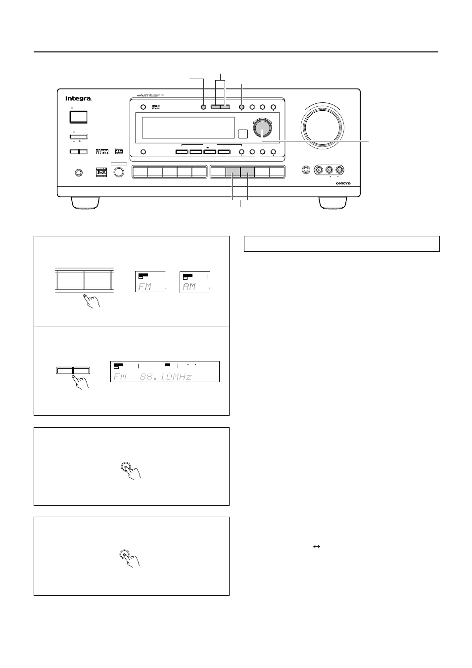 Presetting fm/am radio stations, Tuning in a radio station | Integra DTR-7 User Manual | Page 24 / 64