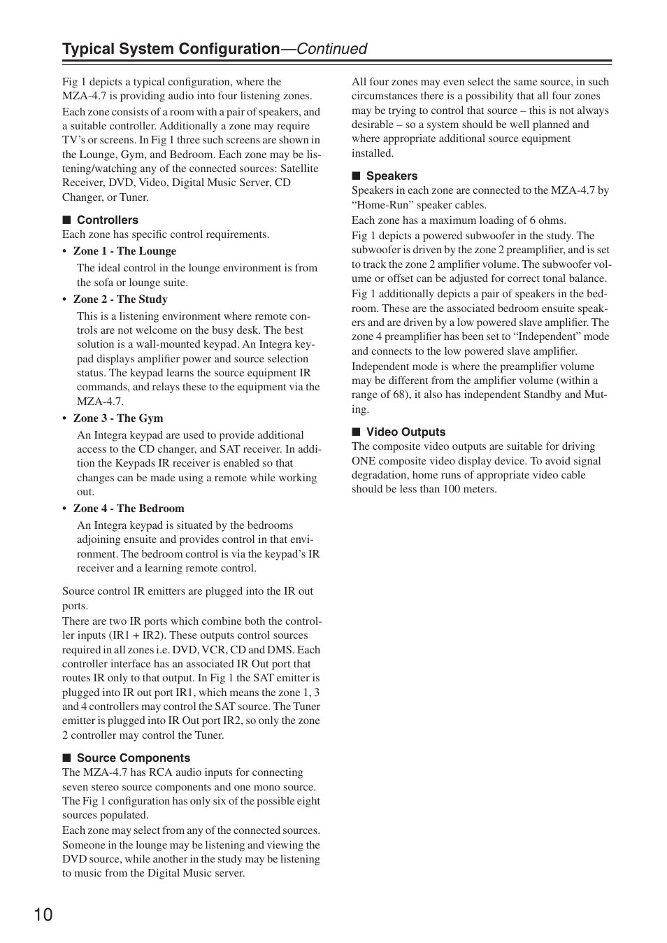 Typical system configuration —continued | Integra MZA-4.7 User Manual | Page 10 / 28