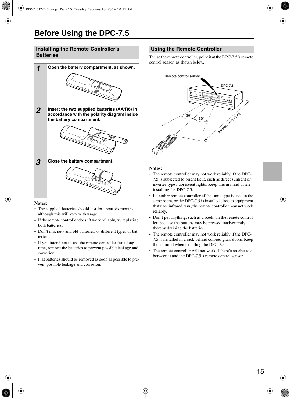 Before using the dpc-7.5 | Integra DPC-7.5 User Manual | Page 15 / 48