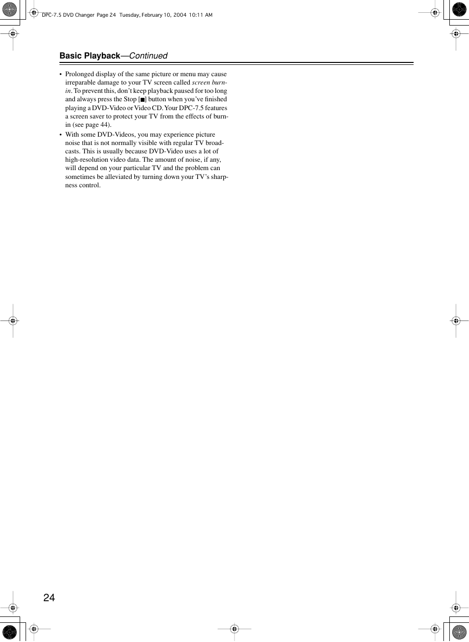 Integra DPC-7.5 User Manual | Page 24 / 48