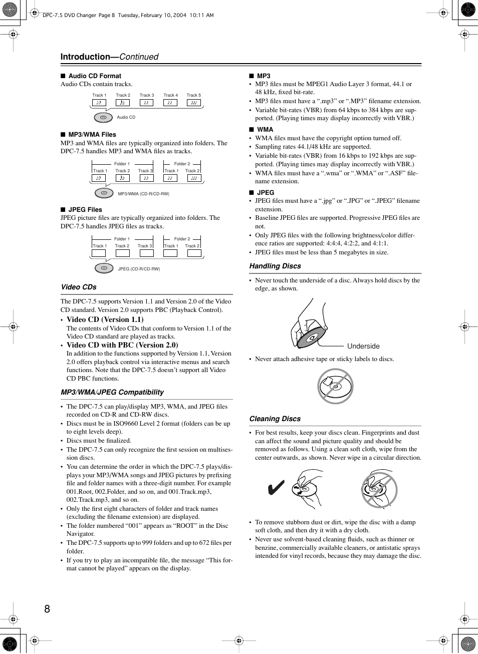 Introduction— continued | Integra DPC-7.5 User Manual | Page 8 / 48