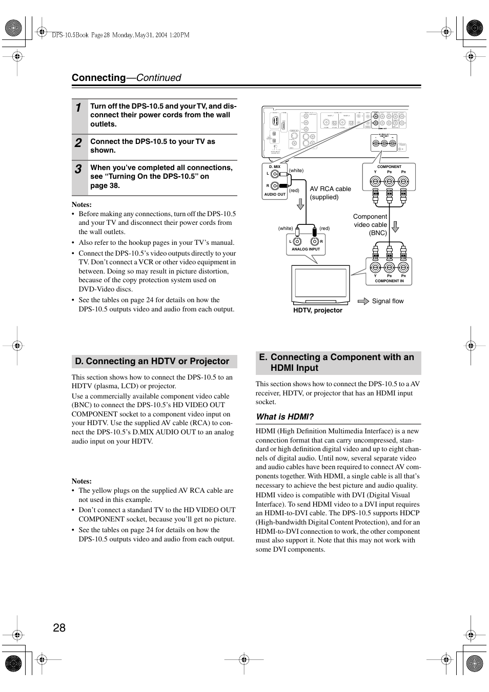Connecting —continued | Integra DPS-10.5 User Manual | Page 28 / 92