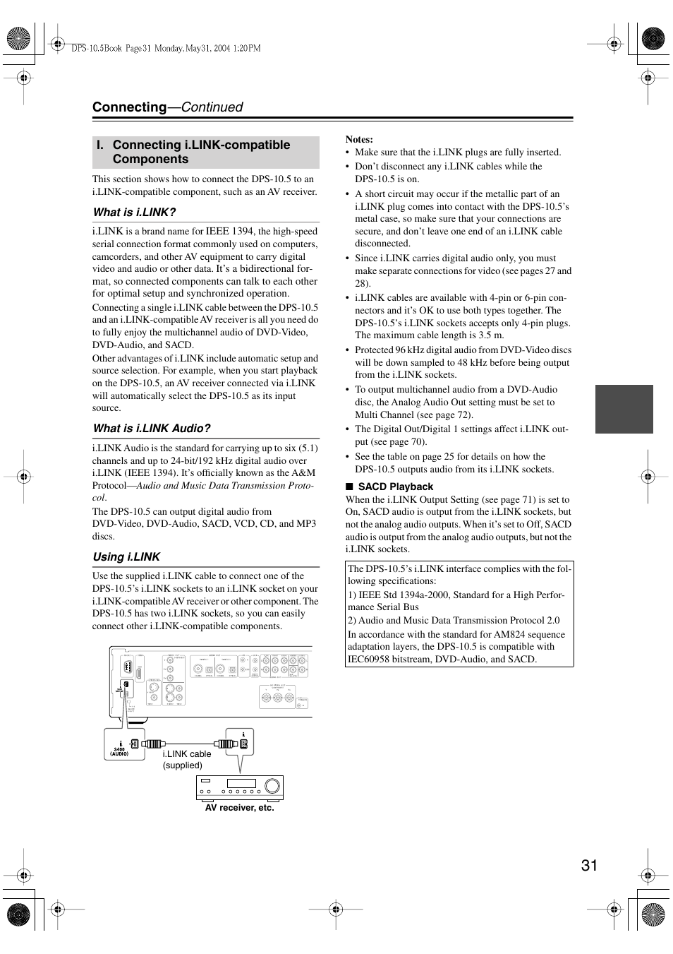 Connecting —continued | Integra DPS-10.5 User Manual | Page 31 / 92