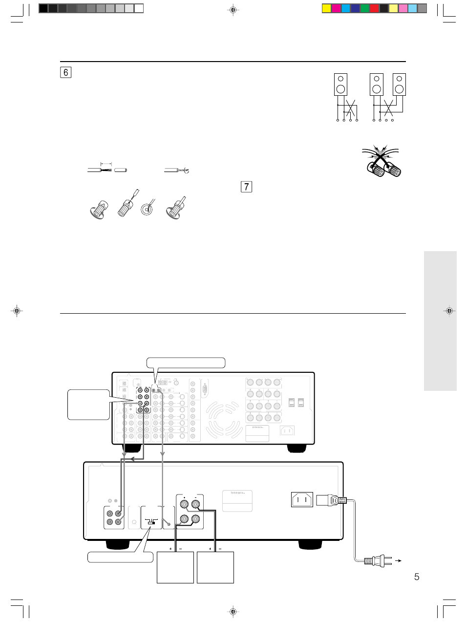 Connection diagram, Rear panel facilities and connections, Speakers | Ac inlet, Dtr-7.1 adm-2.1 | Integra ADM-2.1 User Manual | Page 5 / 8