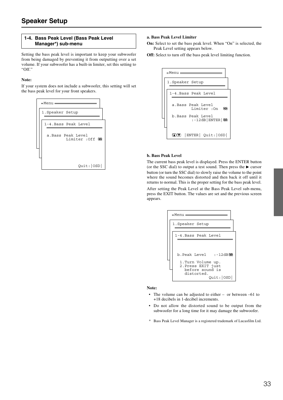 33 speaker setup | Integra DTR-7.1 User Manual | Page 33 / 72