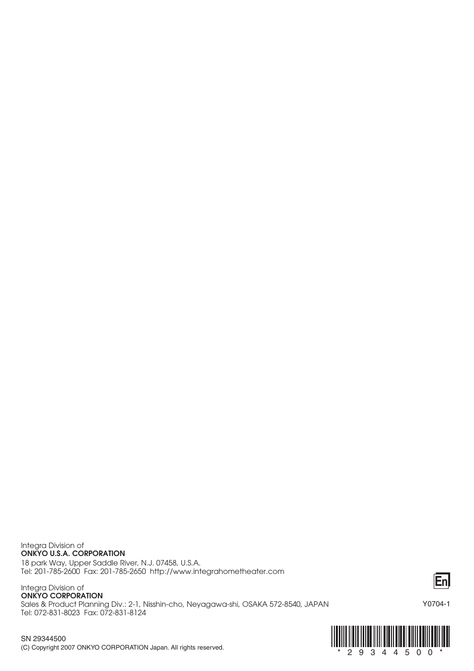 Integra DTR-5.8 User Manual | Page 100 / 100