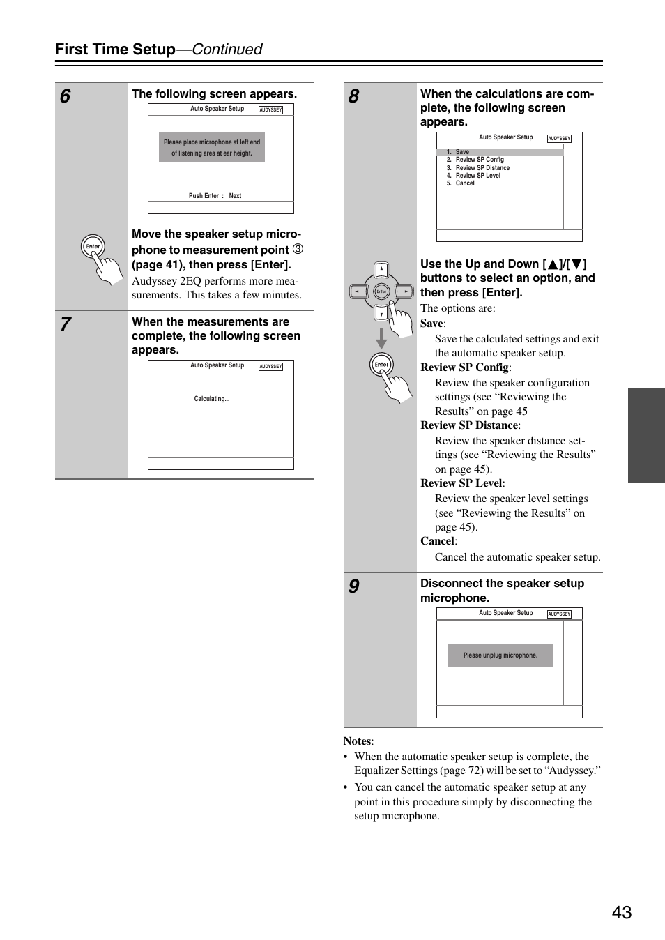 First time setup —continued | Integra DTR-5.8 User Manual | Page 43 / 100