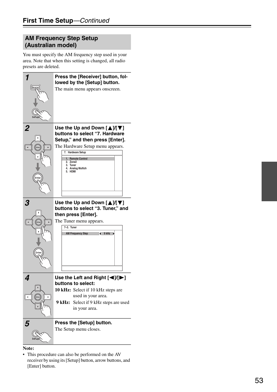 First time setup —continued | Integra DTR-5.8 User Manual | Page 53 / 100