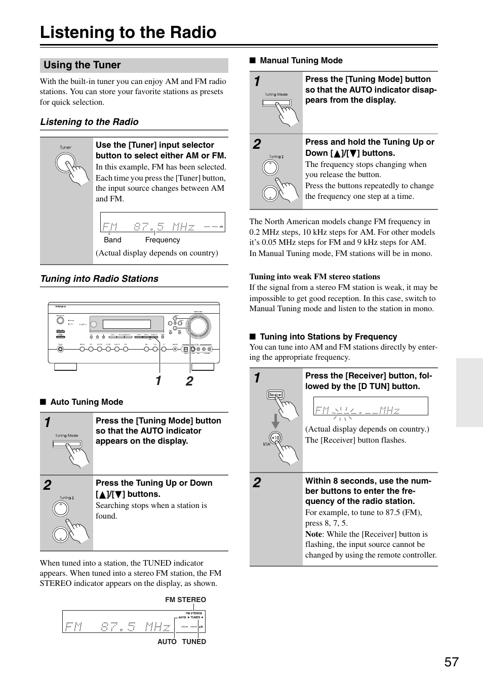 Listening to the radio | Integra DTR-5.8 User Manual | Page 57 / 100