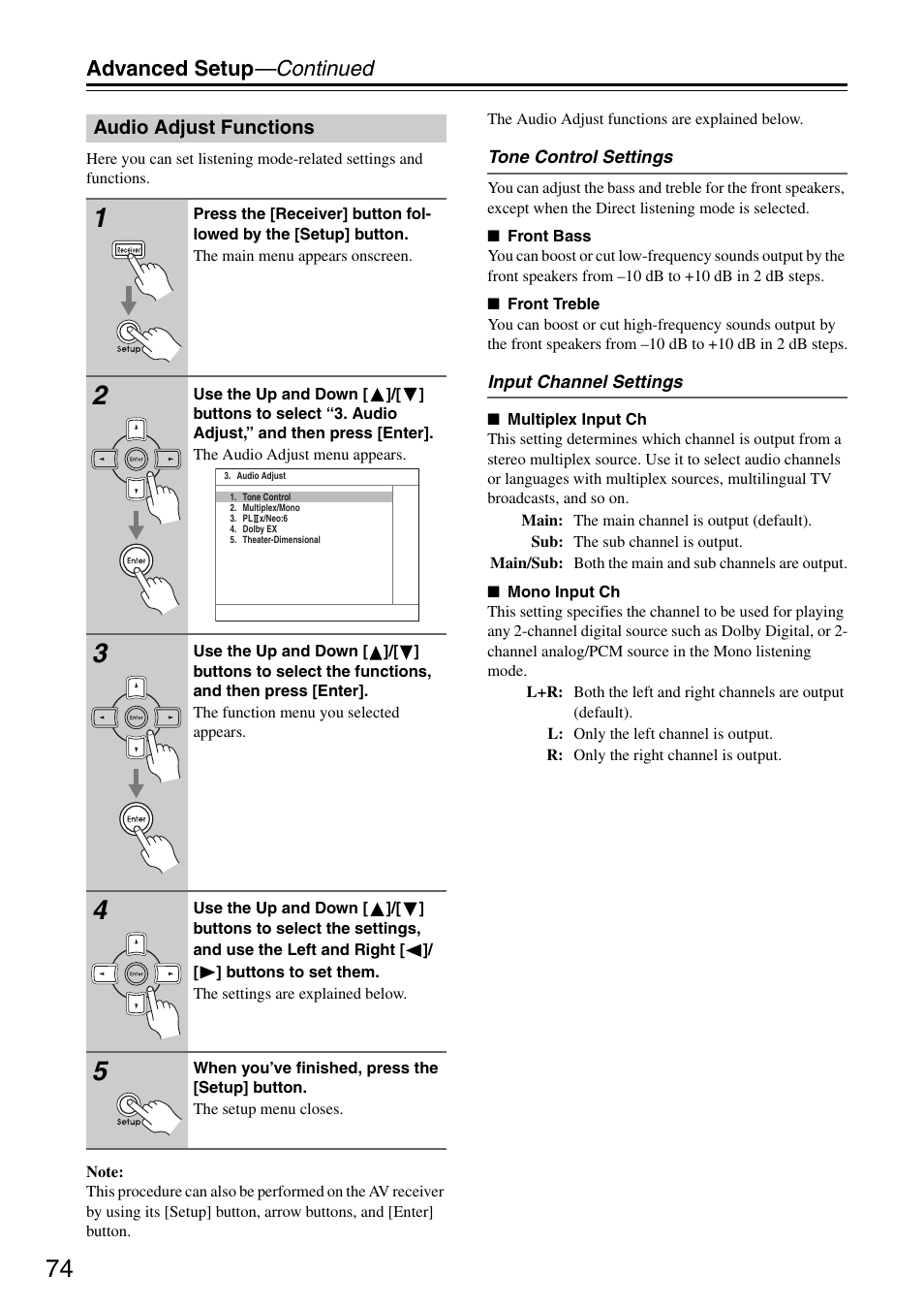 Advanced setup —continued | Integra DTR-5.8 User Manual | Page 74 / 100