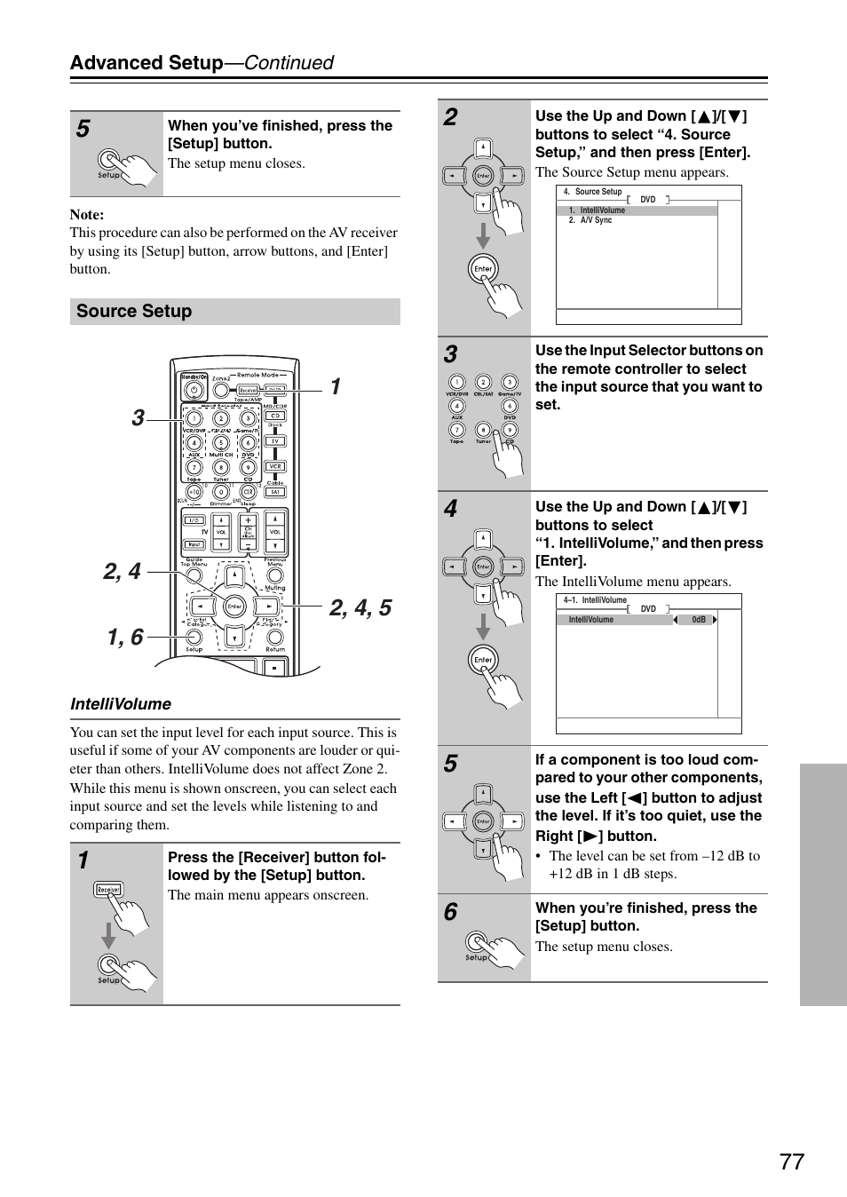Advanced setup —continued | Integra DTR-5.8 User Manual | Page 77 / 100