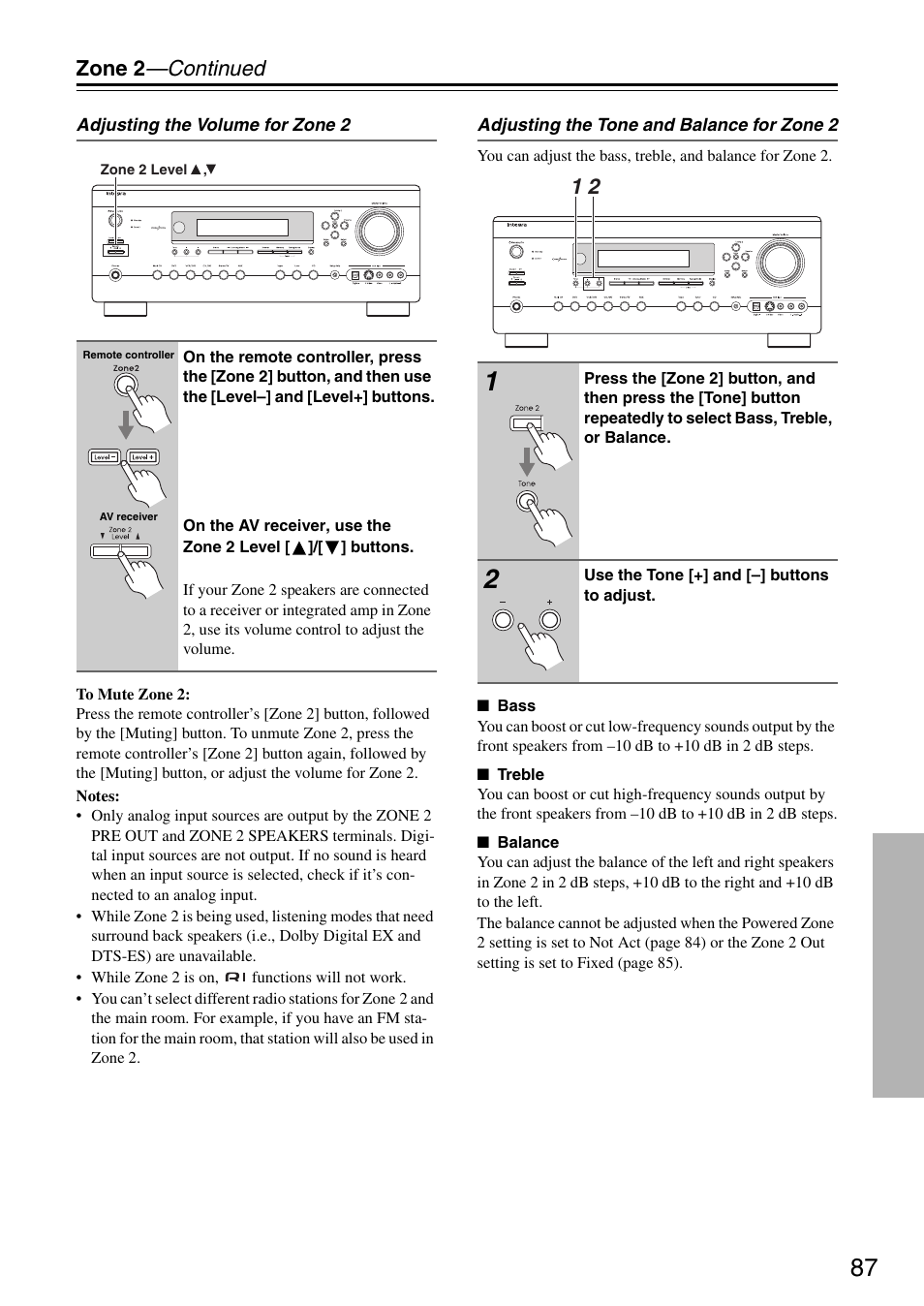 Zone 2 —continued | Integra DTR-5.8 User Manual | Page 87 / 100