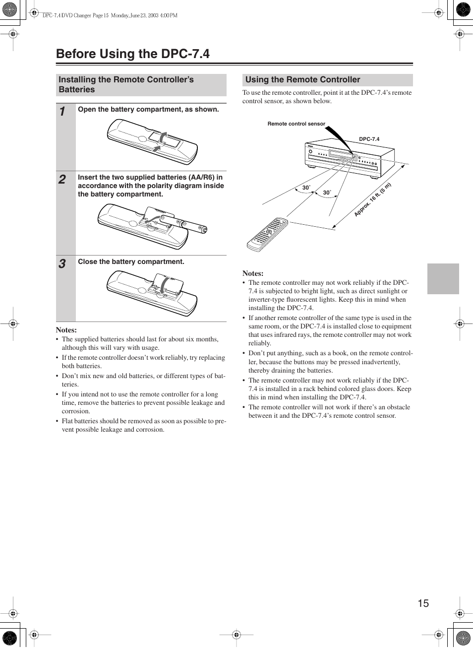 Before using the dpc-7.4 | Integra DPC-7.4 User Manual | Page 15 / 48