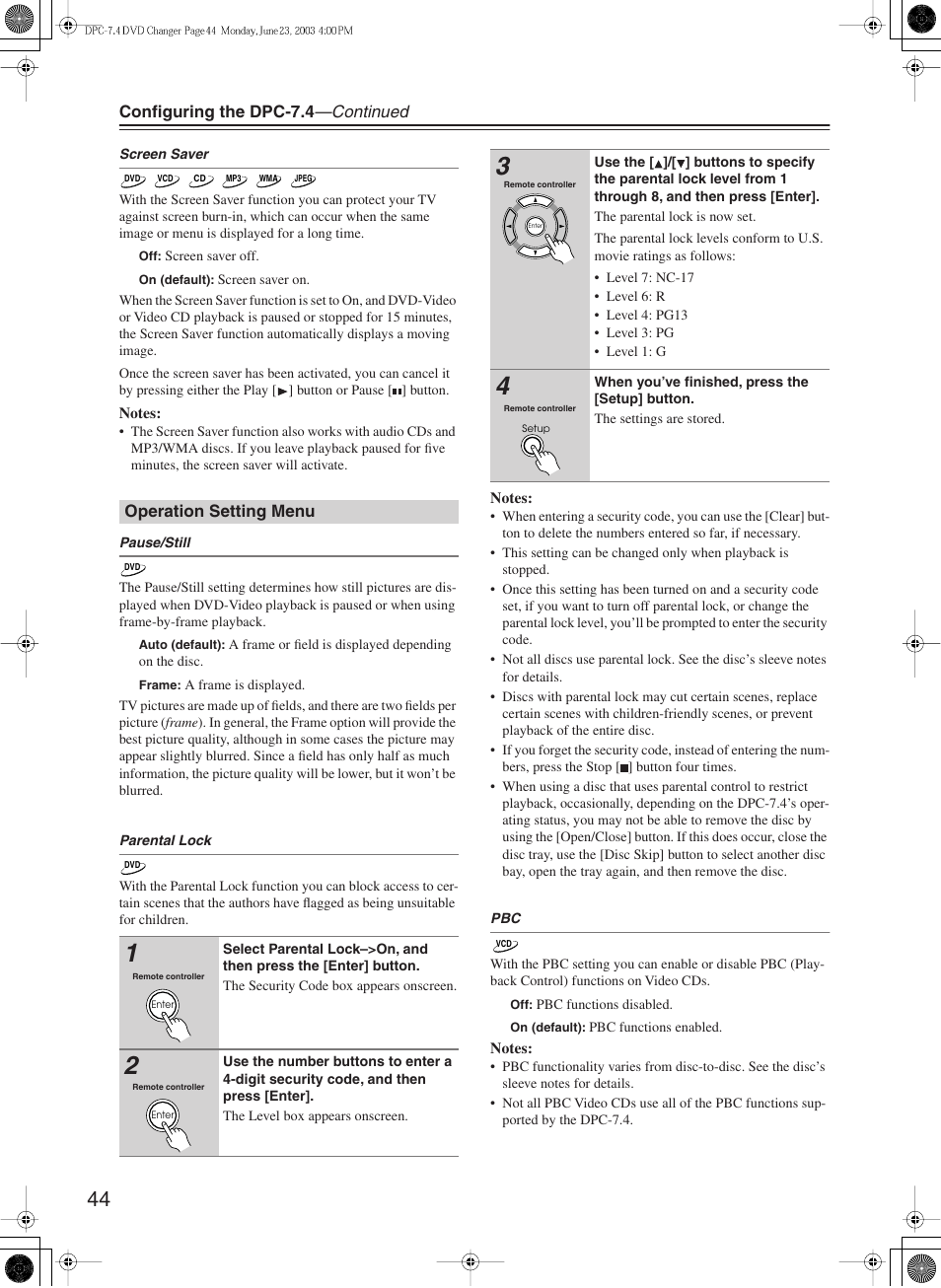 Integra DPC-7.4 User Manual | Page 44 / 48