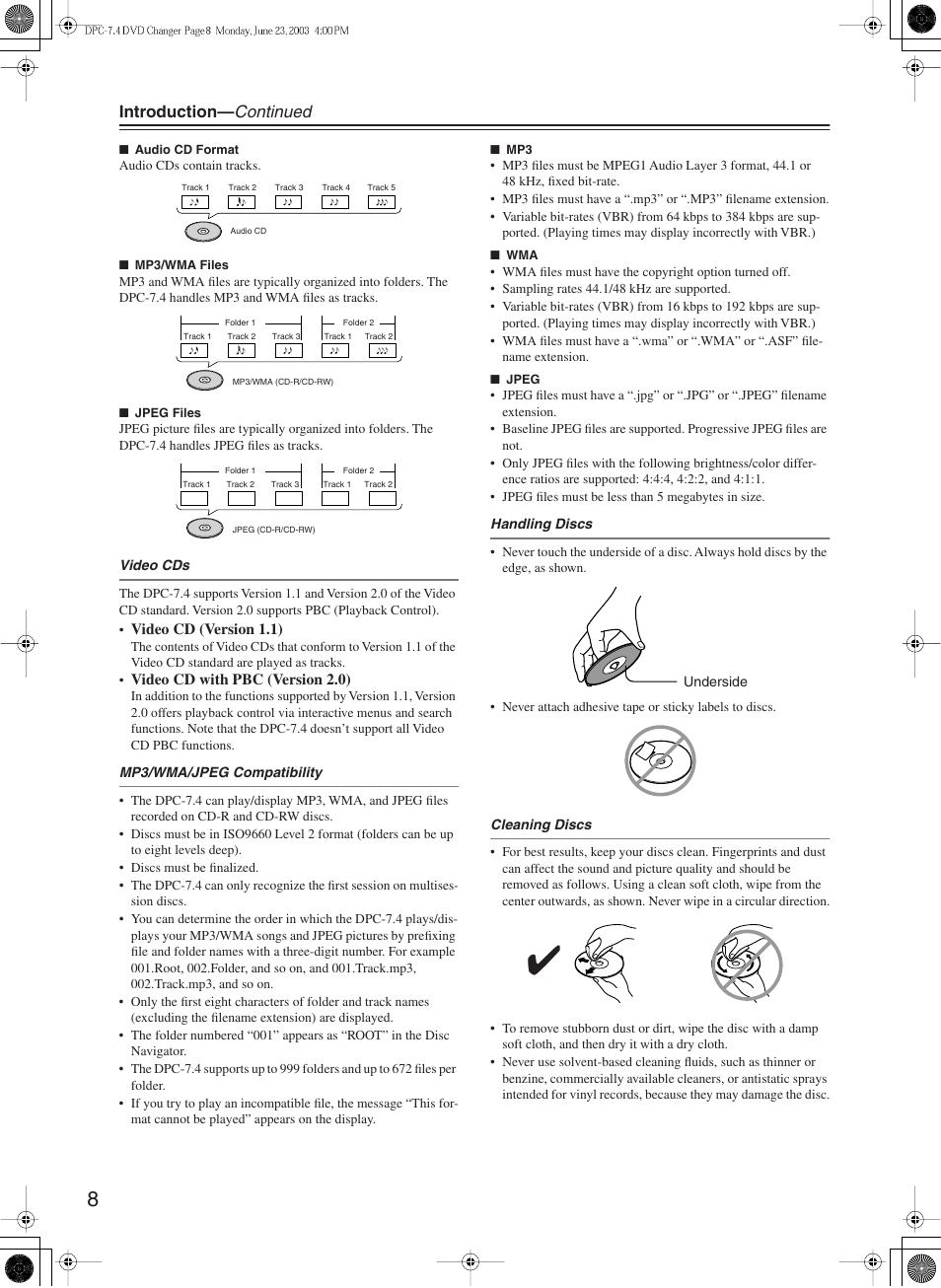 Introduction— continued | Integra DPC-7.4 User Manual | Page 8 / 48