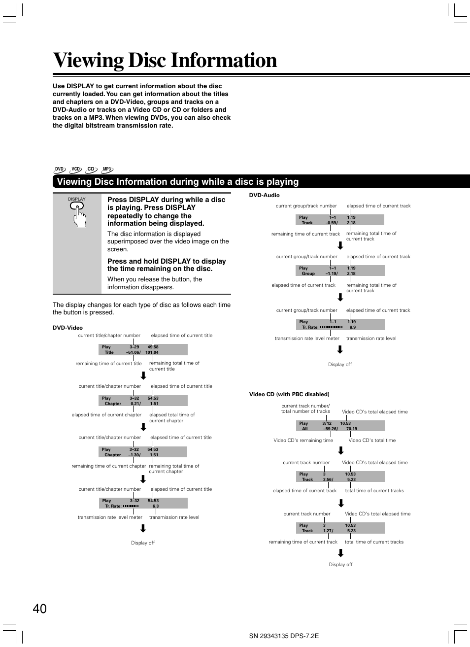 Viewing disc information | Integra DPS-7.2 User Manual | Page 40 / 68