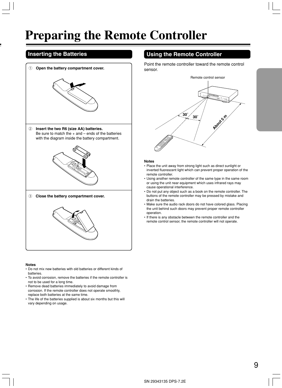 Preparing the remote controller | Integra DPS-7.2 User Manual | Page 9 / 68