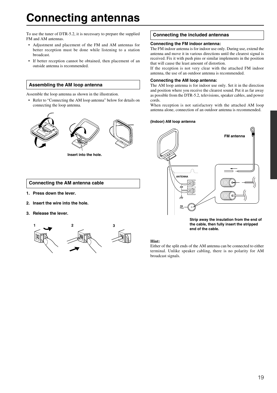 Connecting antennas | Integra DTR-5.2 User Manual | Page 19 / 52