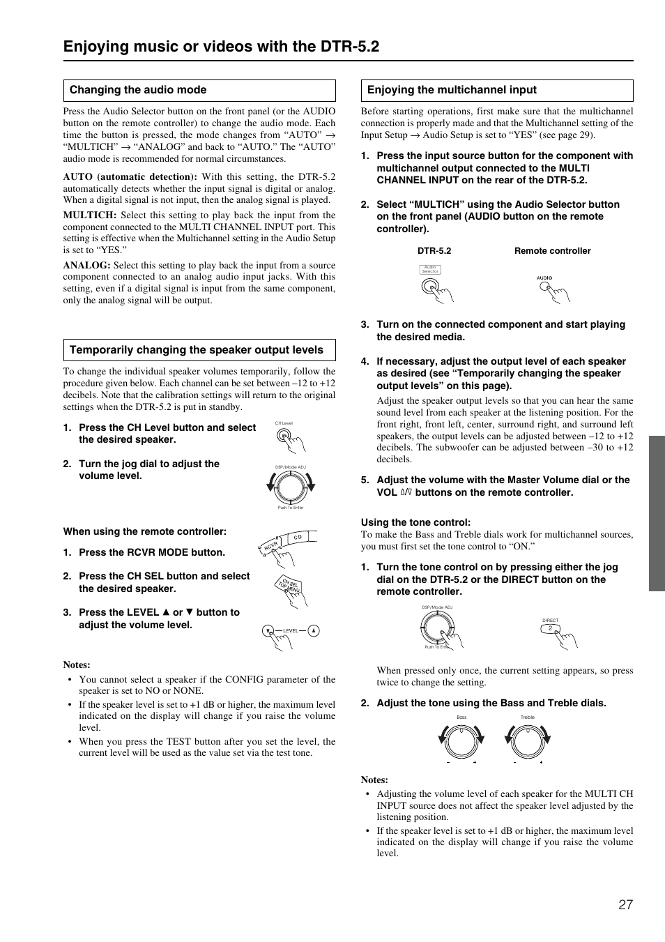 Enjoying music or videos with the dtr-5.2 | Integra DTR-5.2 User Manual | Page 27 / 52