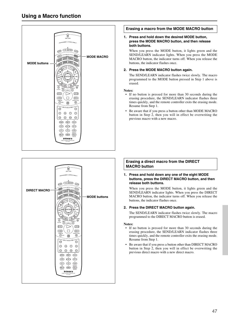 Using a macro function | Integra DTR-5.2 User Manual | Page 47 / 52