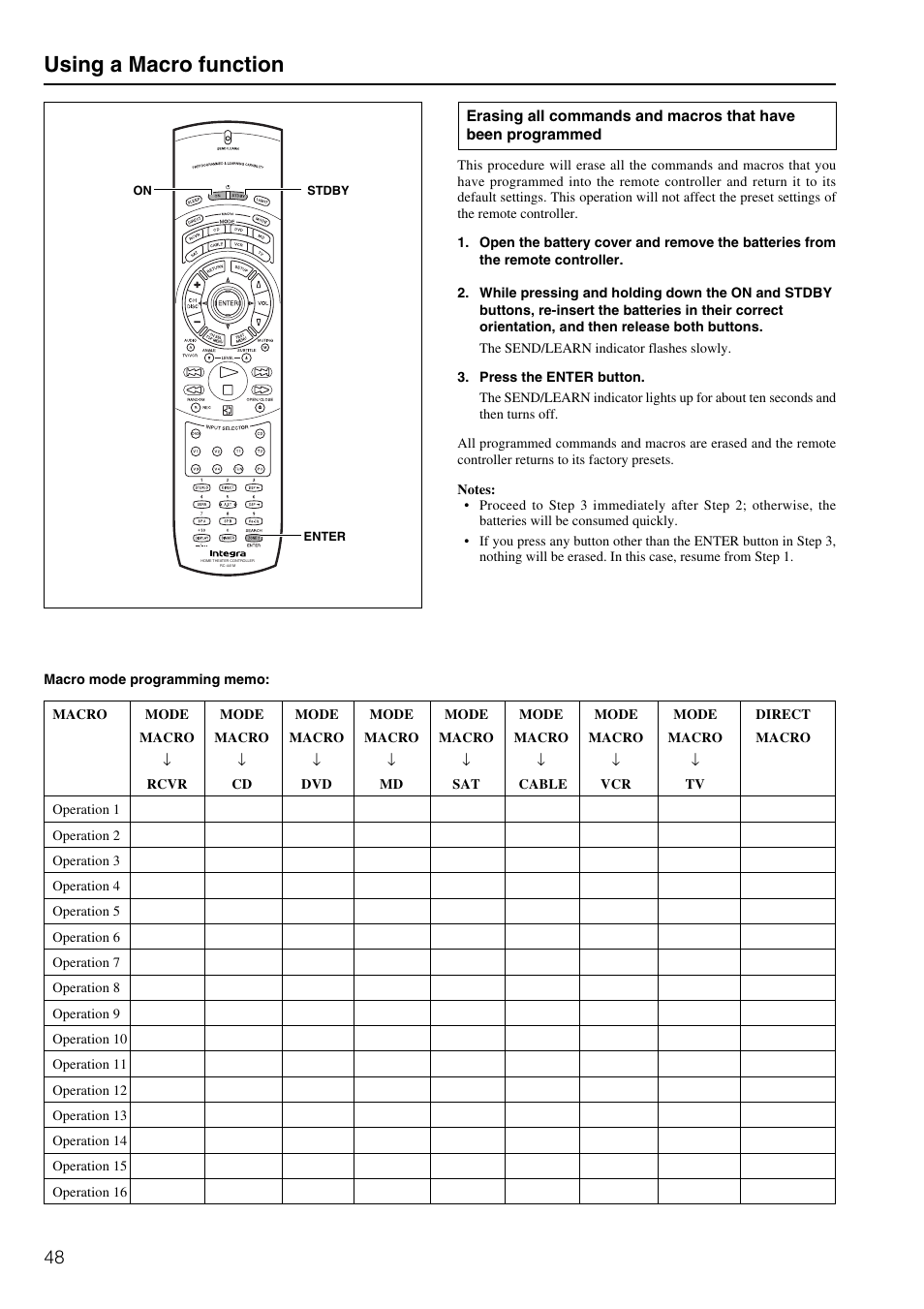 Using a macro function | Integra DTR-5.2 User Manual | Page 48 / 52