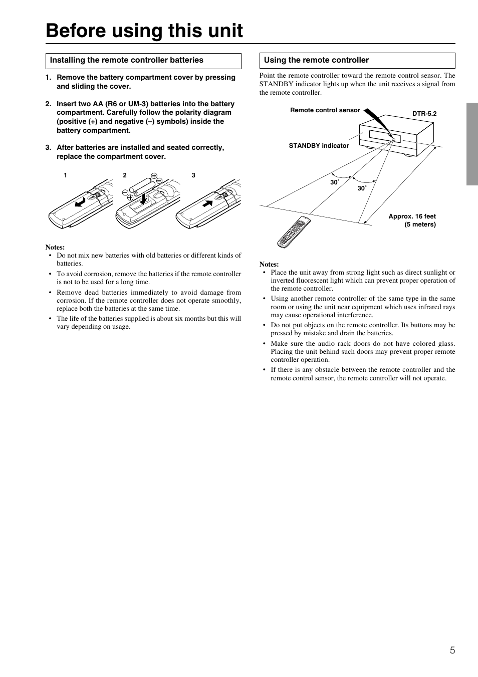 Before using this unit | Integra DTR-5.2 User Manual | Page 5 / 52